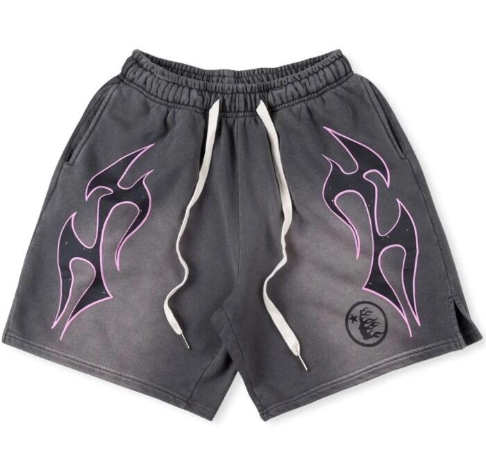 Hellstar Flame Shorts Grey